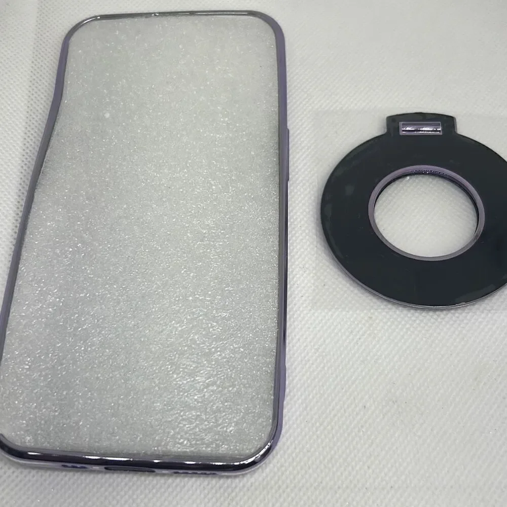Magnetic Gradient Glitter Ring Soft Phone Case For iPhone 14 Stand Mobile